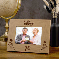 Happy 70th Birthday Wooden Photo Frame Gift Birthday Photo Frame ukgiftstoreonline