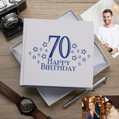 70th Birthday White Photo Album Gift For Him 50 x 6" x 4" Photos