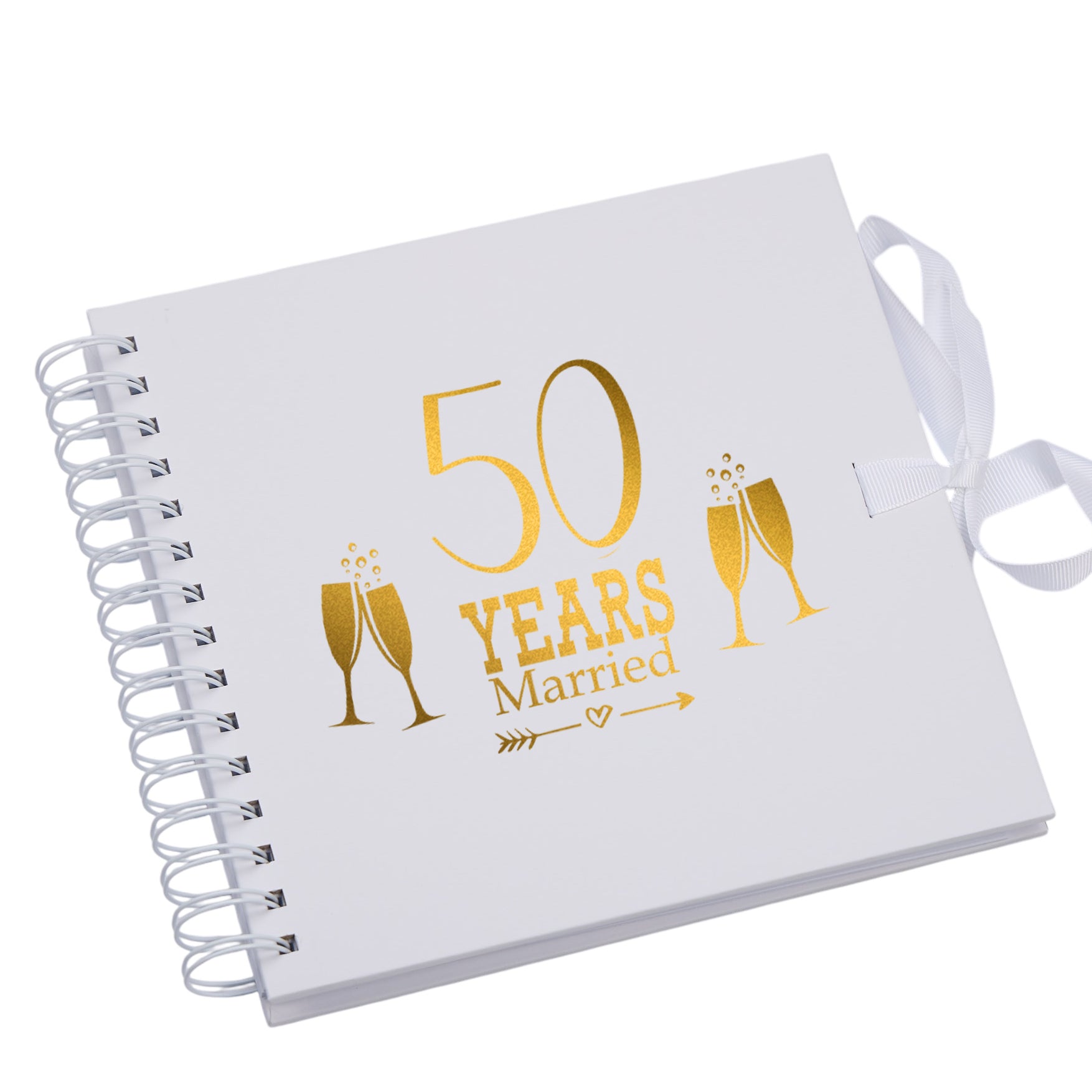 50th Golden Anniversary White Scrapbook Guest Book Photo Album Gold Script Scrapbook Guest Book ukgiftstoreonline
