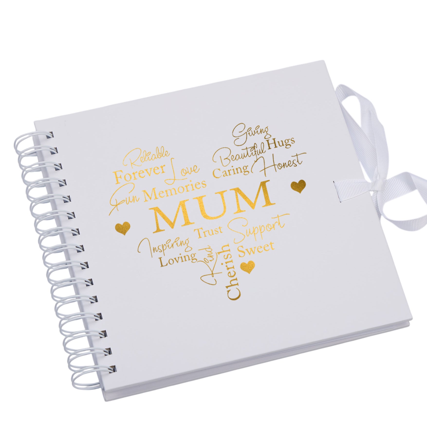 Mum White Scrapbook Guest Book Or Photo Album with Gold Script Scrapbook Guest Book ukgiftstoreonline