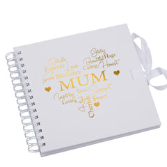 Mum White Scrapbook Guest Book Or Photo Album with Gold Script