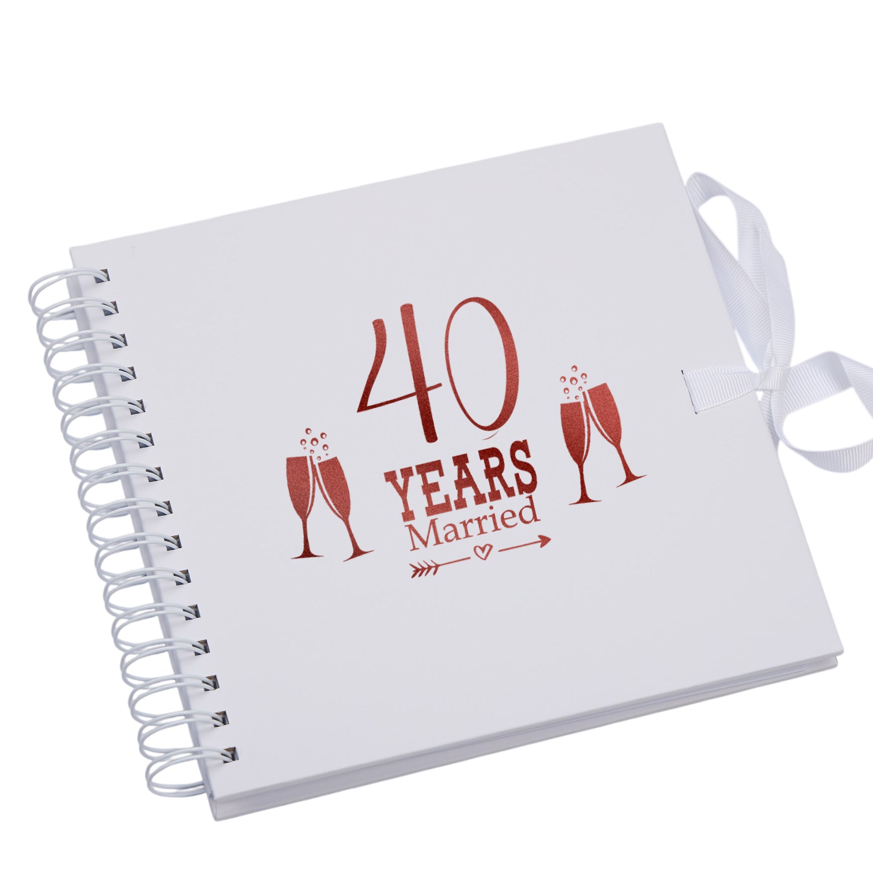 40th Ruby Anniversary White Scrapbook Guest Book Photo Album Red Script Anniversary Photo Album ukgiftstoreonline