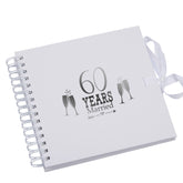 60th Anniversary Diamond White Scrapbook Guest Book Photo Album Silver Script