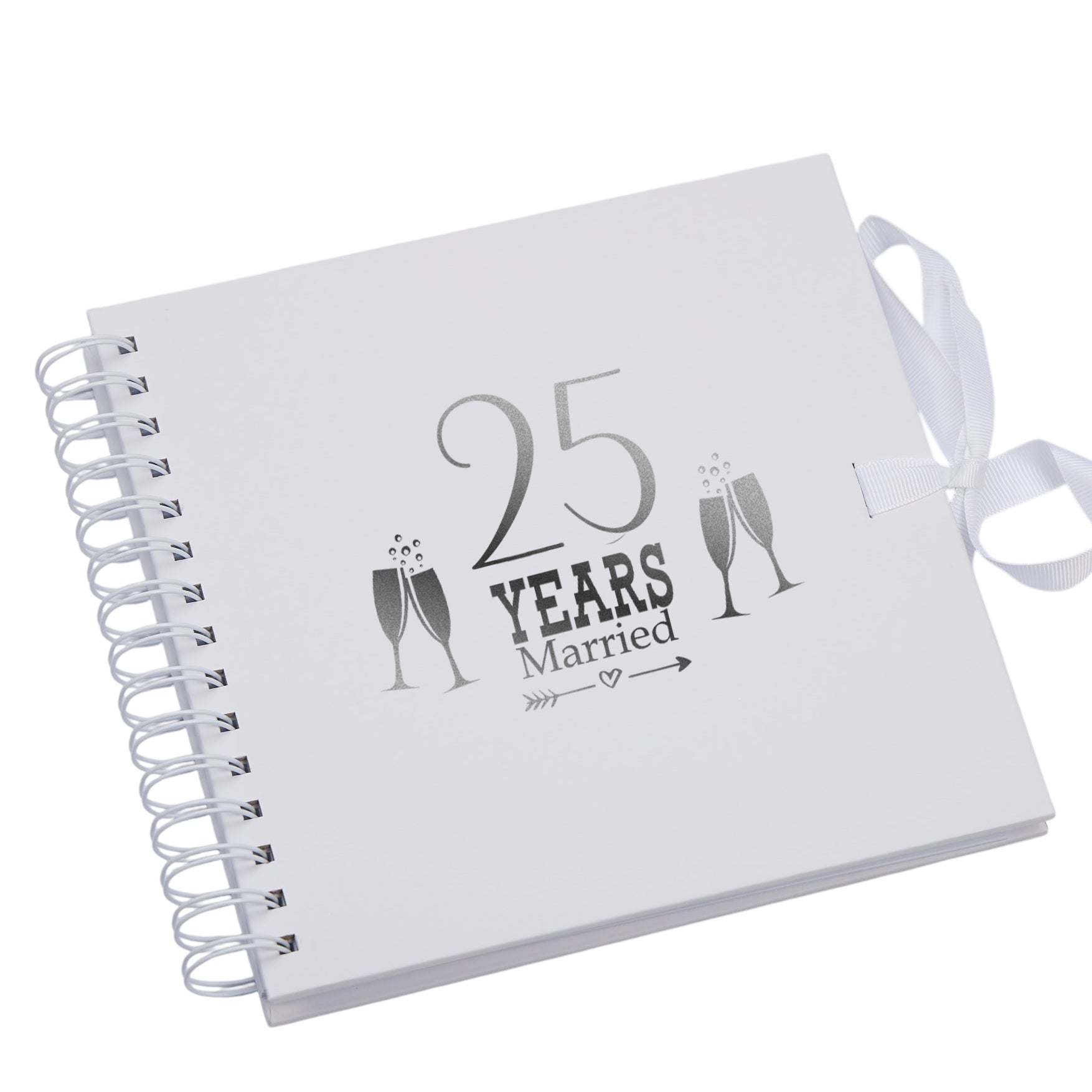 25th Silver Anniversary White Scrapbook Guest Book Photo Album Silver Script Anniversary Photo Album ukgiftstoreonline