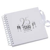 25th Silver Anniversary White Scrapbook Guest Book Photo Album Silver Script