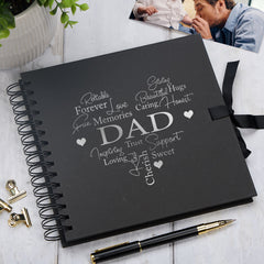 Dad Black Scrapbook Guest Book Or Photo Album with Silver Script