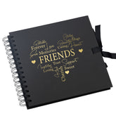 Friends Black Scrapbook Guest Book Or Photo Album with Gold Script