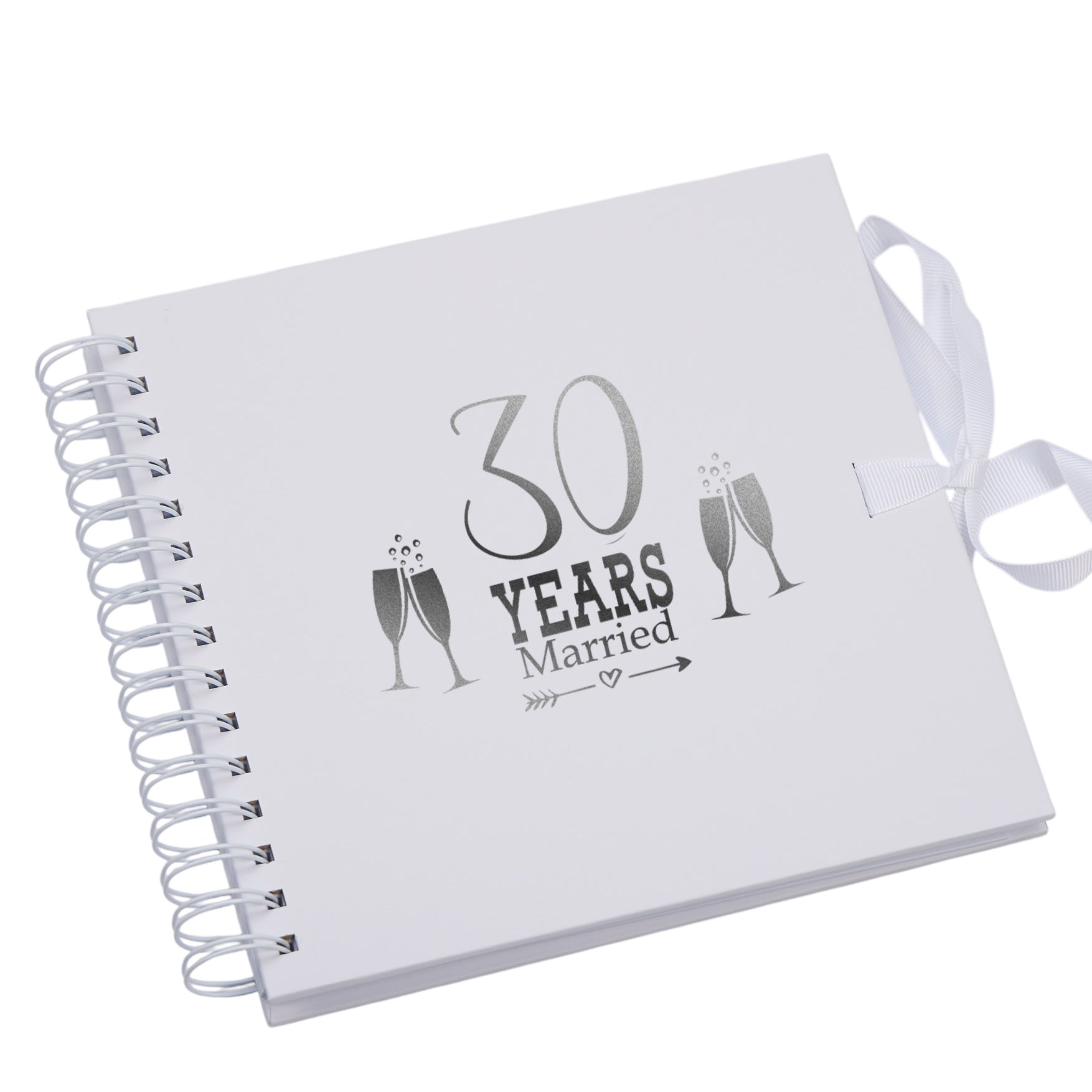 30th Pearl Anniversary White Scrapbook Guest Book Photo Album Silver Script Scrapbook Guest Book ukgiftstoreonline