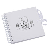 30th Pearl Anniversary White Scrapbook Guest Book Photo Album Silver Script