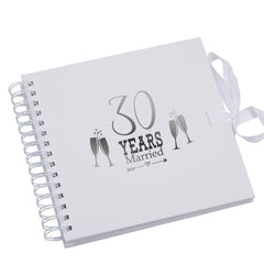 30th Pearl Anniversary White Scrapbook Guest Book Photo Album Silver Script