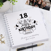 Personalised Any Age Happy Birthday Scrapbook Photo Album Or Guest Book 18th, 21st, 30th, 40th, 50th, 60th