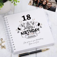 Personalised Any Age Happy Birthday Scrapbook Photo Album Or Guest Book 18th, 21st, 30th, 40th, 50th, 60th