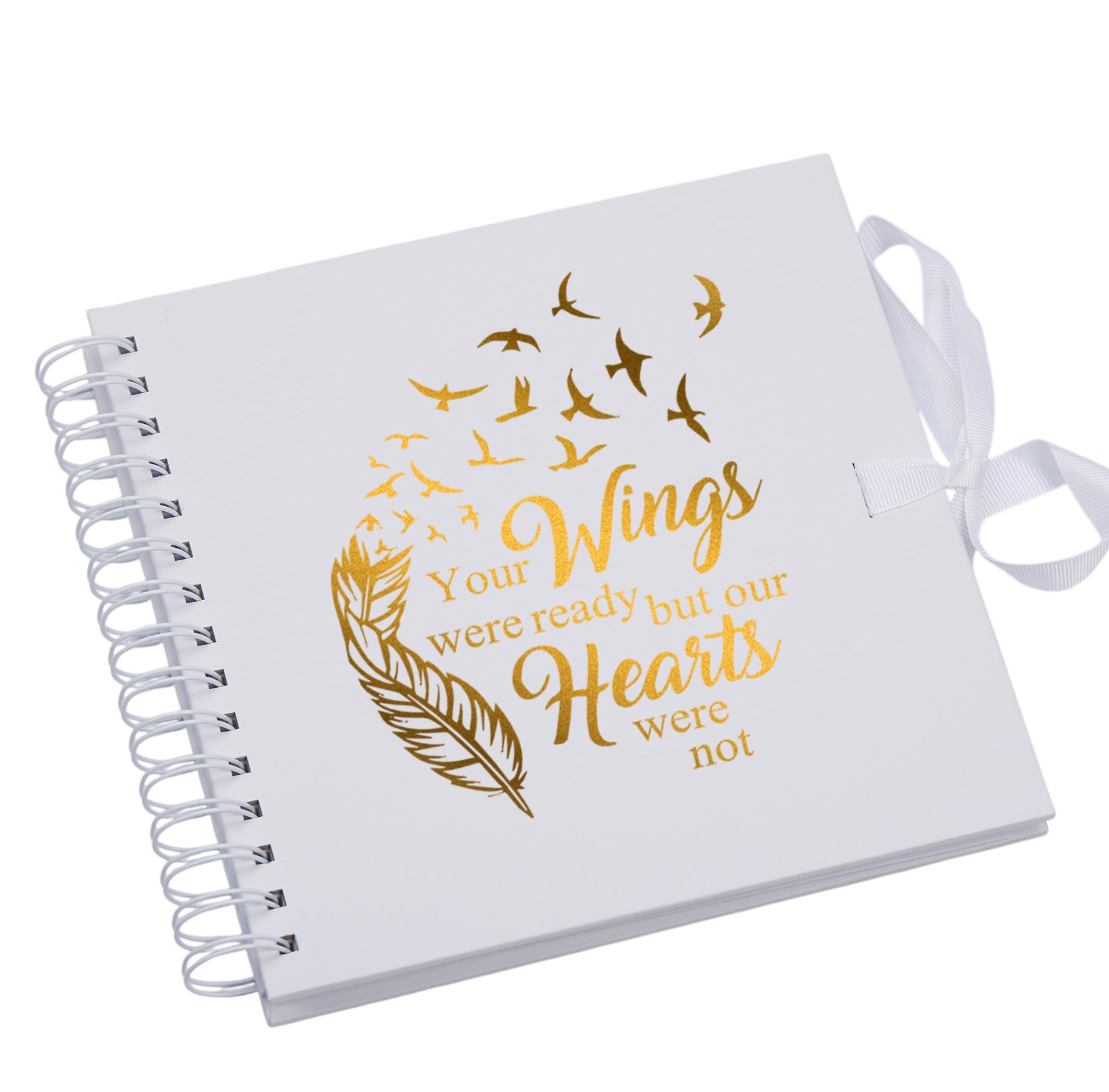 Memorial Remembrance White Scrapbook Guest Book Photo Album Gold Script Scrapbook Guest Book ukgiftstoreonline