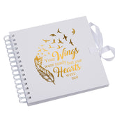 Memorial Remembrance White Scrapbook Guest Book Photo Album Gold Script