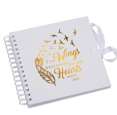 Memorial Remembrance White Scrapbook Guest Book Photo Album Gold Script