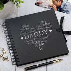 Daddy Black Scrapbook Guest Book Or Photo Album with Silver Script
