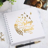 Memorial Remembrance White Scrapbook Guest Book Photo Album Gold Script