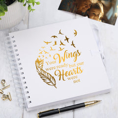 Memorial Remembrance White Scrapbook Guest Book Photo Album Gold Script