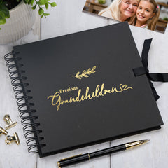 Precious Grandchildren Multiple Colour Scrapbook Photo Album With Foil Script Leaf Design