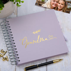 Grandma Multiple Colour Scrapbook Photo Album With Foil Script Leaf Design
