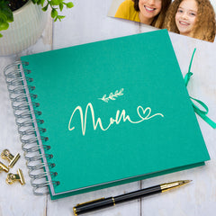 Mum Multiple Colour Scrapbook Photo Album With Foil Script Leaf Design