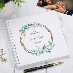 Personalised guestbook for wedding, Photo Album, Scrapbook Sticks and Leaves
