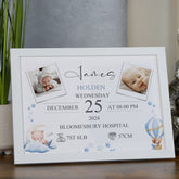 Personalised Baby Boy Photo Frame, A4 Framed Print and Photos with Birth Details