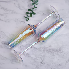 Personalised Iridescent Champagne Flute Prosecco Glass Gift For Nanny champagne glass ukgiftstoreonline