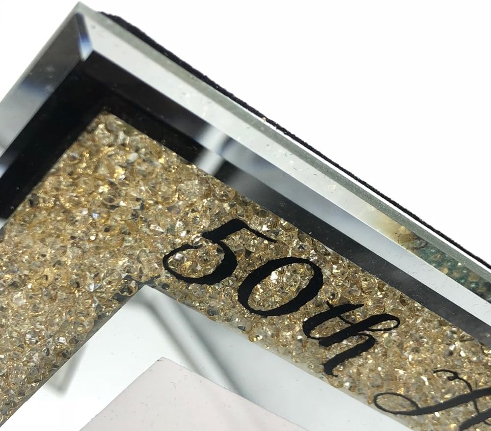 Personalised 50th Diamond Anniversary Crystal Border Photo Frame Gift Anniversary Photo Frame ukgiftstoreonline