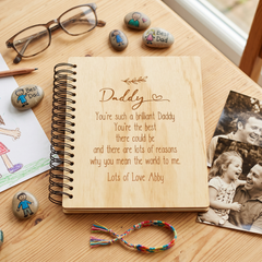Personalised Daddy Sentiment Wooden Photo Album Engraved Gift Scrapbook ukgiftstoreonline