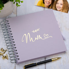 Mum Multiple Colour Scrapbook Photo Album With Foil Script Leaf Design