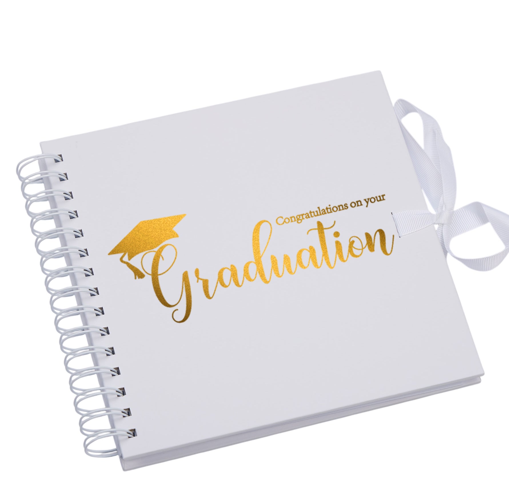 Graduation White Scrapbook, Guest Book Or Photo Album with Gold Script Scrapbook Guest Book ukgiftstoreonline