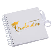 Graduation White Scrapbook, Guest Book Or Photo Album with Gold Script