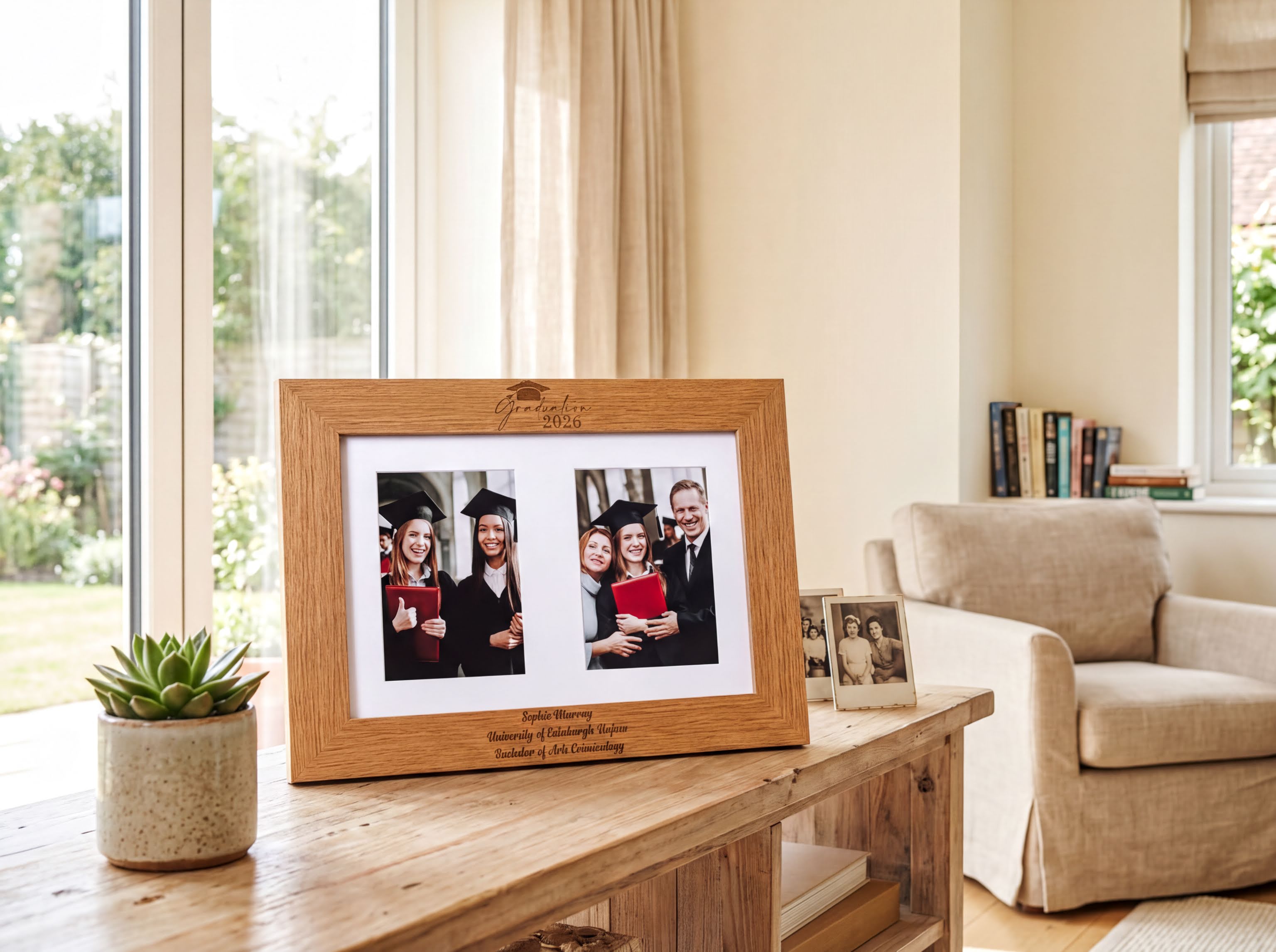 Personalised Graduation Wooden Double Photo Frame Engraved Photo Frame ukgiftstoreonline