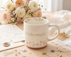 Bridesmaid Gift Mug - Ceramic Coffee Mug With Wildflower Design & Pastel Floral ukgiftstoreonline