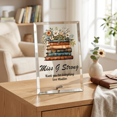 Personalised Teacher Plaque Gift With Floral Books Personalised Plaque Sign ukgiftstoreonline