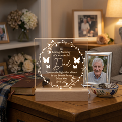 in Loving Memory of Dad Remembrance Memorial Personalised Light LED Lamp Personalised Lights ukgiftstoreonline