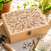 Personalised Seed Box – Wooden Floral Garden Storage With Six Compartments ukgiftstoreonline