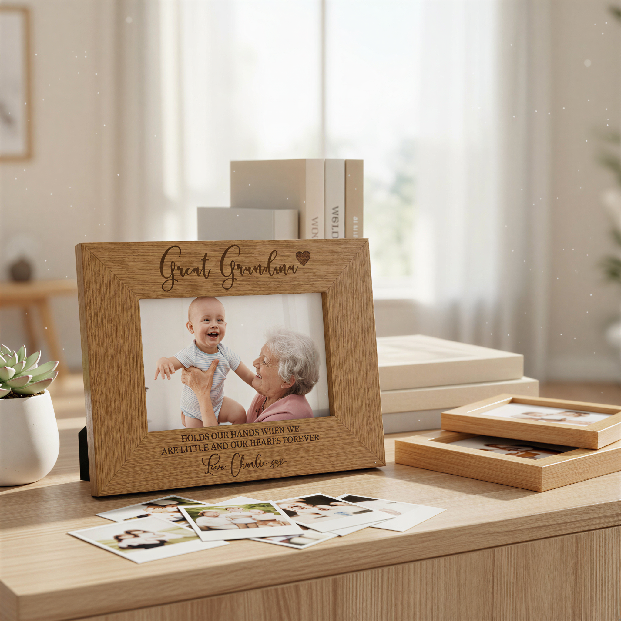 Personalised Great Grandma Wooden Engraved Photo Frame Gift Grandma Photo Frame ukgiftstoreonline