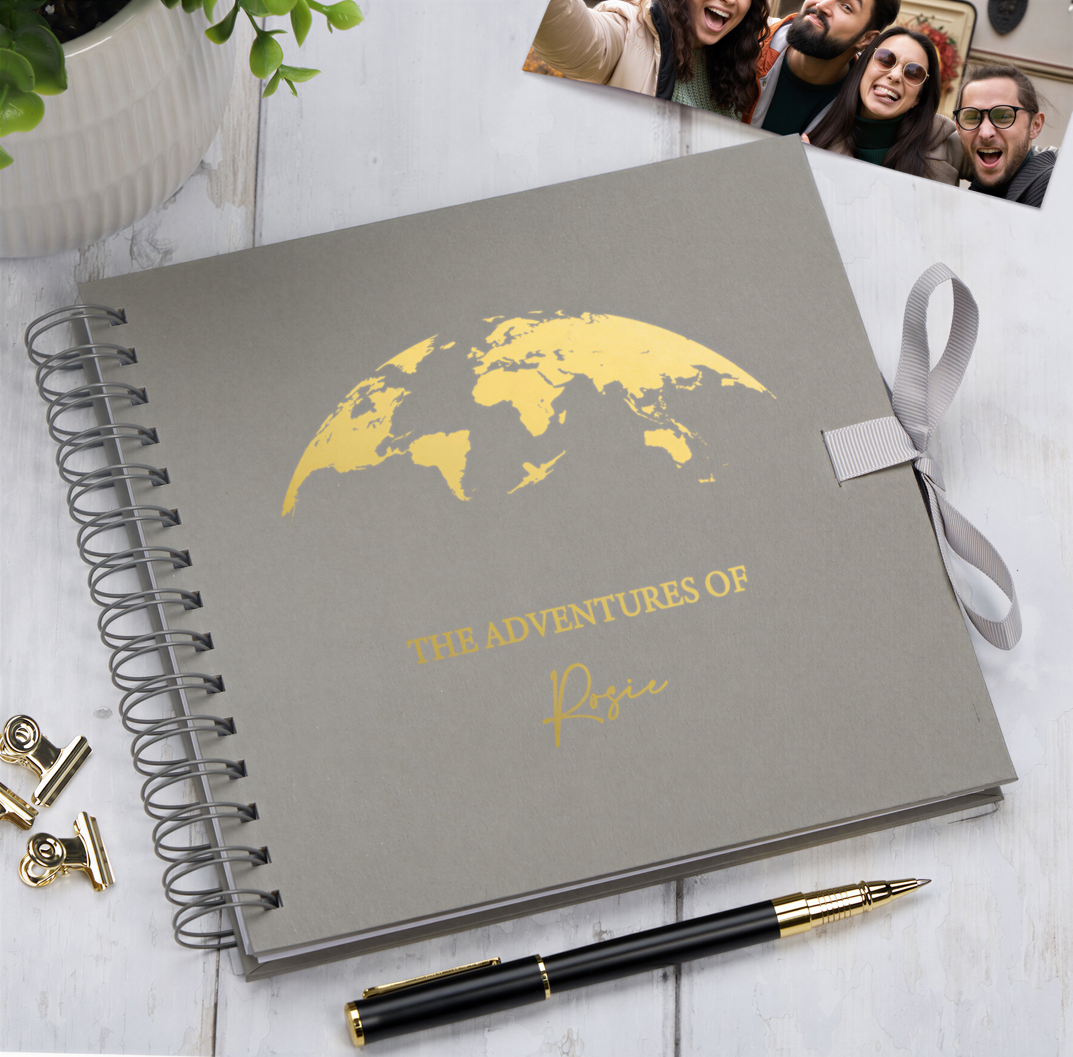 Personalised Grey Adventures Holiday Love Scrapbook Photo Album Scrapbook ukgiftstoreonline