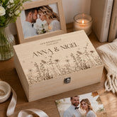 Personalised Wedding Memory Keepsake Box Gift With Wildflower Design Keepsake Memory Box ukgiftstoreonline