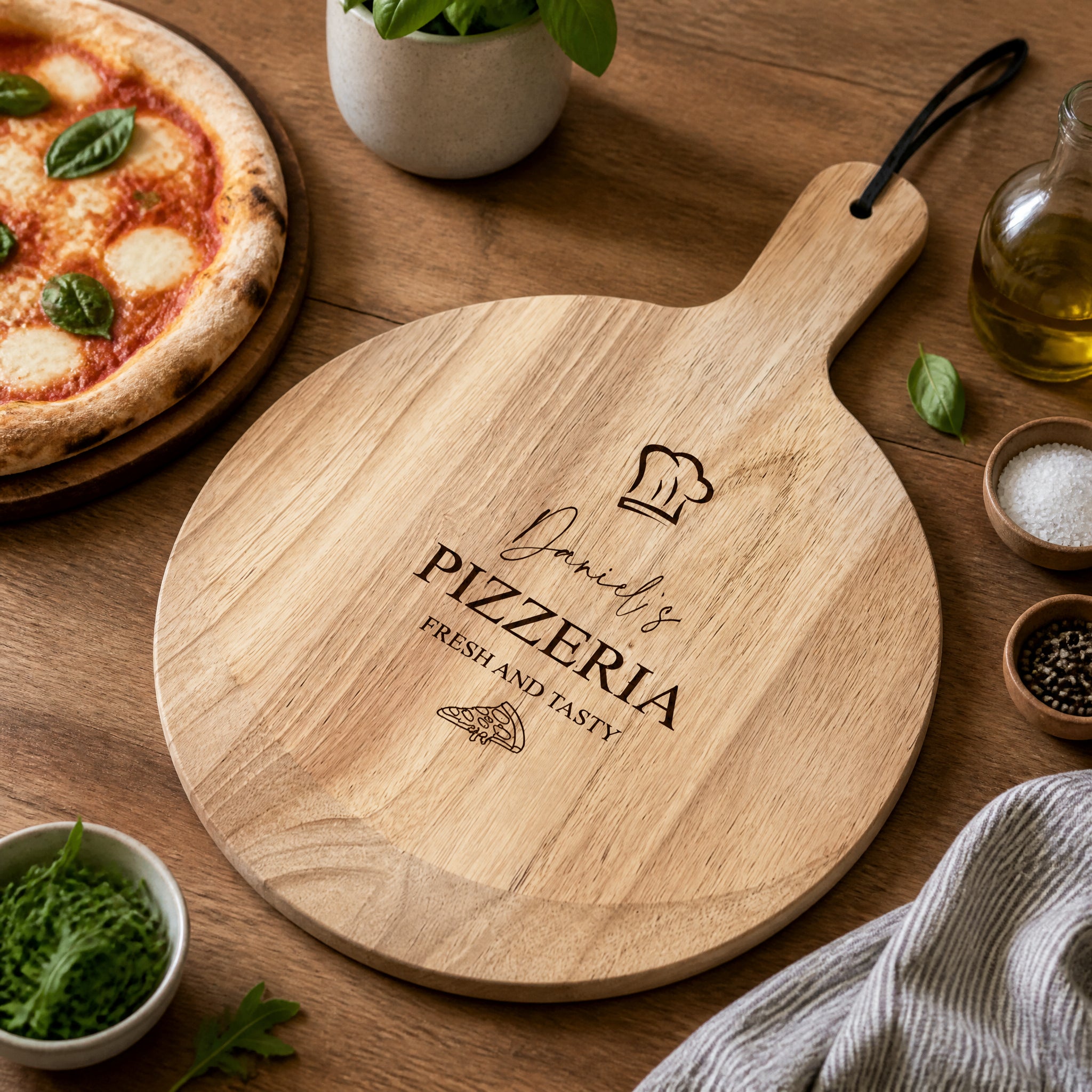 Large Personalised Custom Pizza Board Serving Tray Handle Paddle Pizzeria ukgiftstoreonline