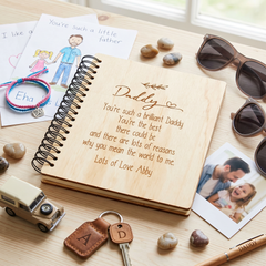 Personalised Daddy Sentiment Wooden Photo Album Engraved Gift Scrapbook ukgiftstoreonline