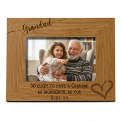 Personalised Grandad Photo Frame – Wooden Engraved Gift With Custom Message grandad photo frame ukgiftstoreonline