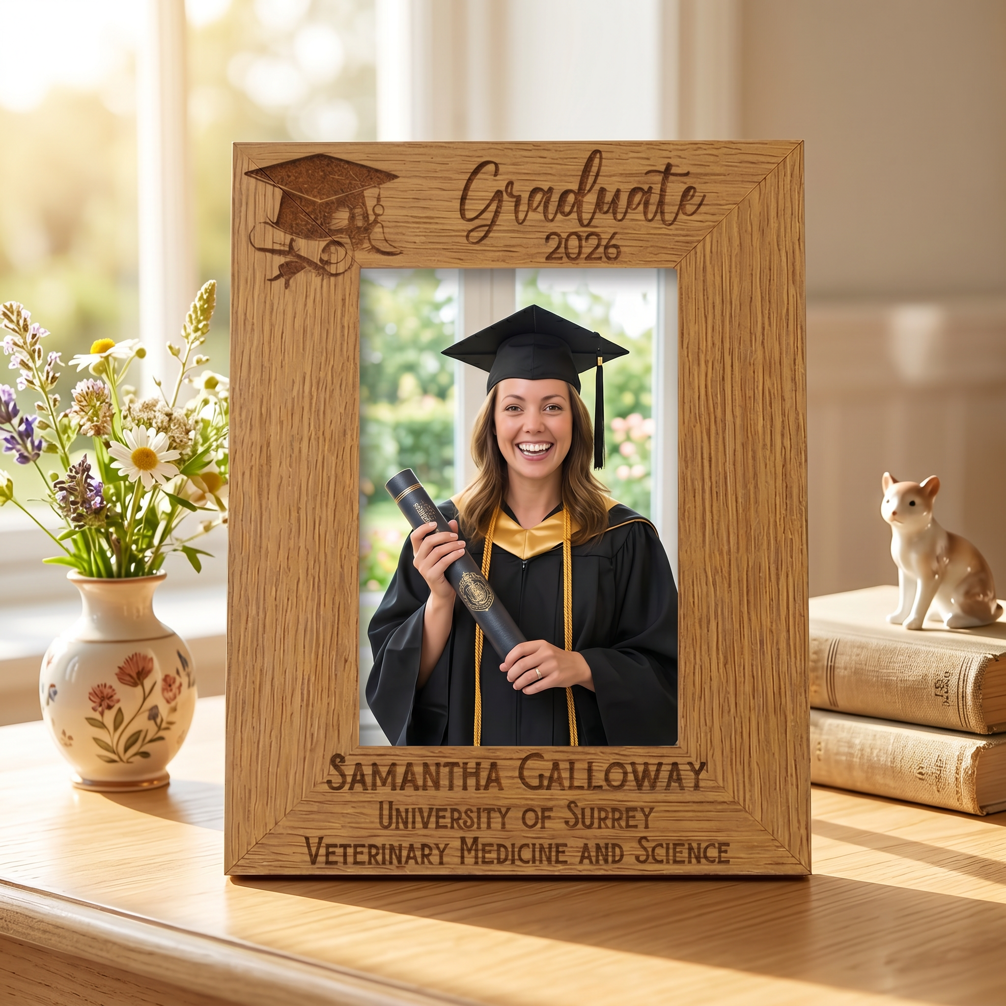 Personalised Graduation Portrait Photo Frame Gift With Hat and Scroll Design Graduation Photo Frame ukgiftstoreonline