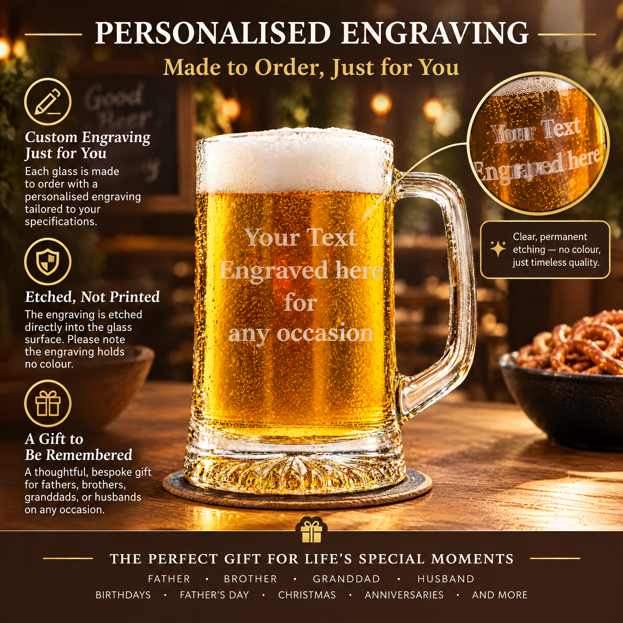 Engraved Personalised Pint Glass Beer Tankard Gift For Men personalised beer glasses ukgiftstoreonline