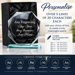 Personalised Jade Glass Trophy, 15Cm Octagonal Award For Engraving Jade Glass ukgiftstoreonline