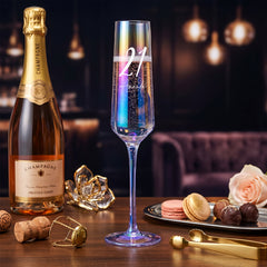 Personalised Champagne Glass | 21st Birthday Iridescent Prosecco Gift champagne glass ukgiftstoreonline