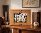 Personalised Cricket Photo Frame – Engraved Wooden Oak Frame With Stand Photo Frame ukgiftstoreonline