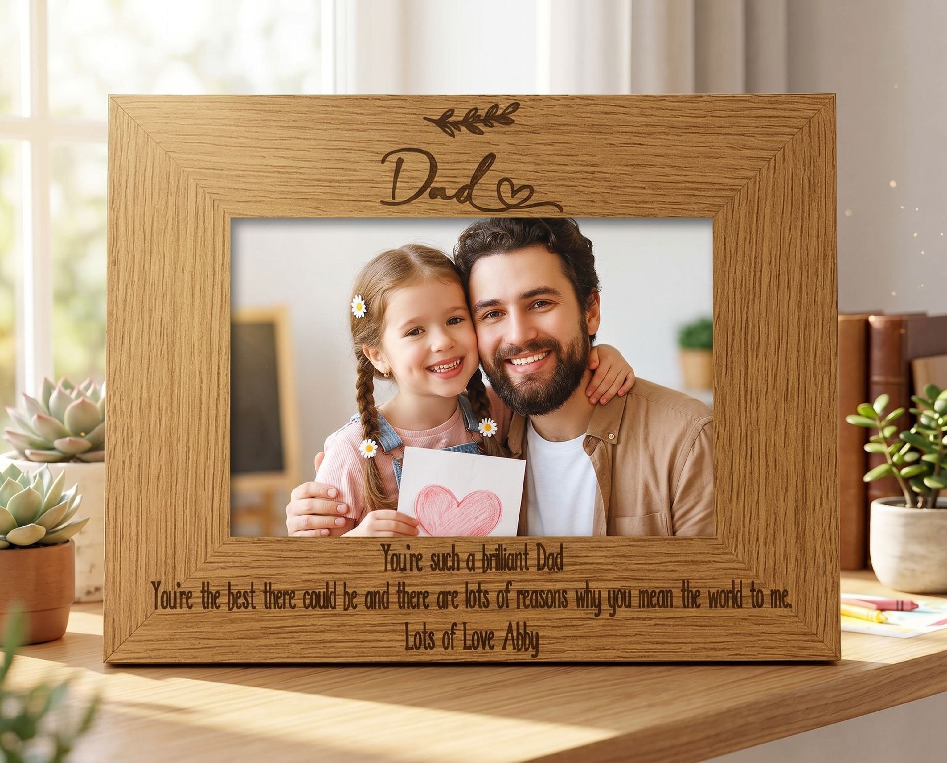 Personalised Dad Sentiment Gift Wooden Photo Picture Frame Landscape Photo Frame ukgiftstoreonline